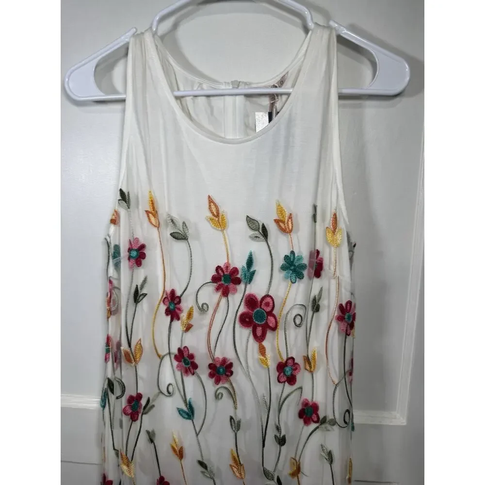 Esqualo Embroidered Floral Dress, New W/Tags, Sz 6, Brunch, Garden Party, Preppy